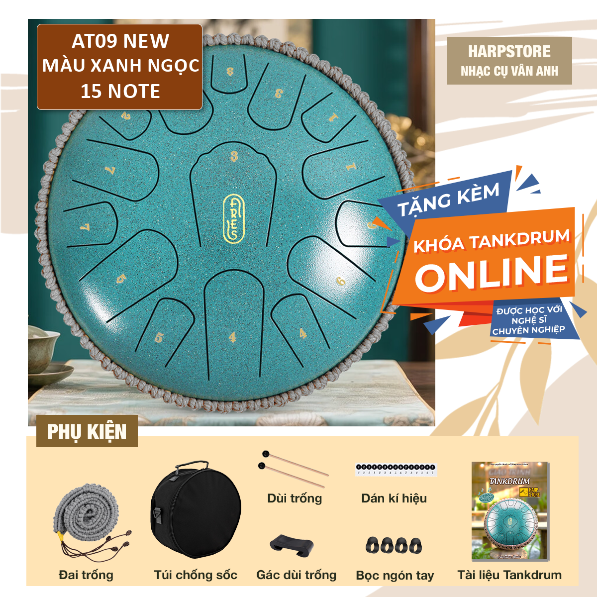 Trống Tank Drum - Trống Không Linh ARES 15 Note -Steel Tongue Drum ARES - Ảnh 5