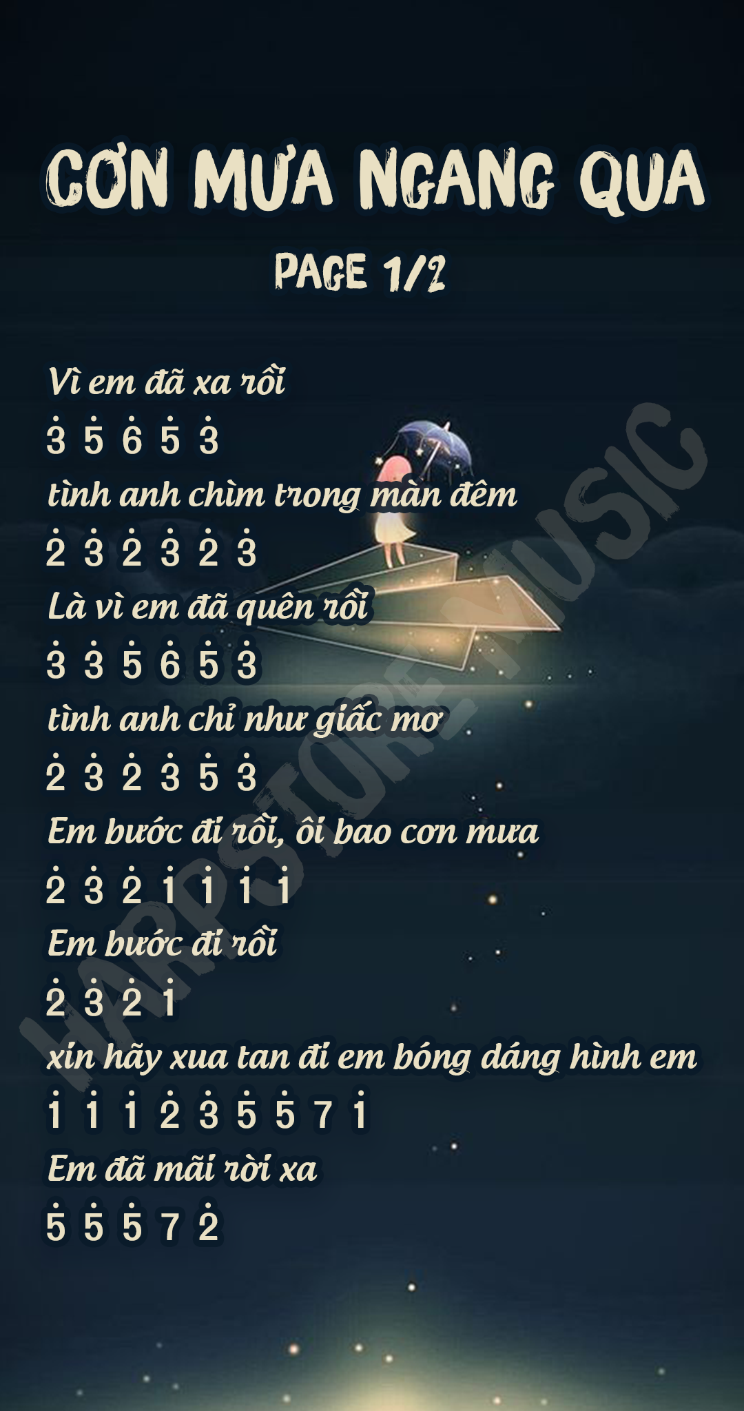 Cơn mưa ngang qua Kalimba tab