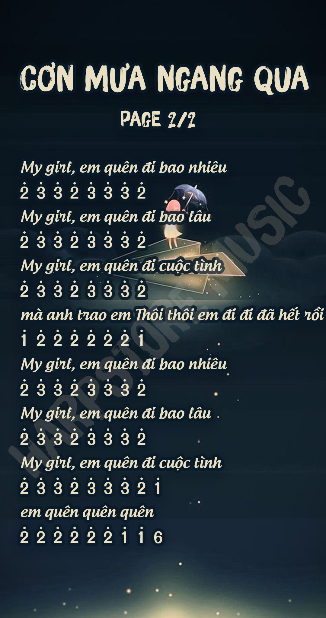 Cơn mưa ngang qua Kalimba tab 2